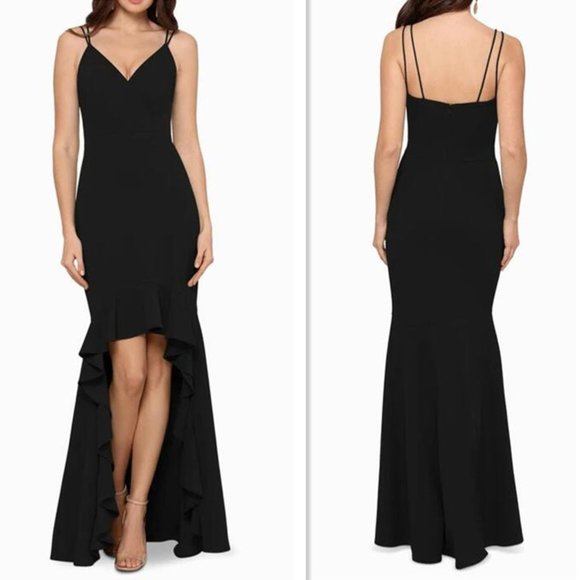 Xscape Dresses & Skirts - XSCAPE High-Low Ruffled V-Neck Flounce Dress Gown/